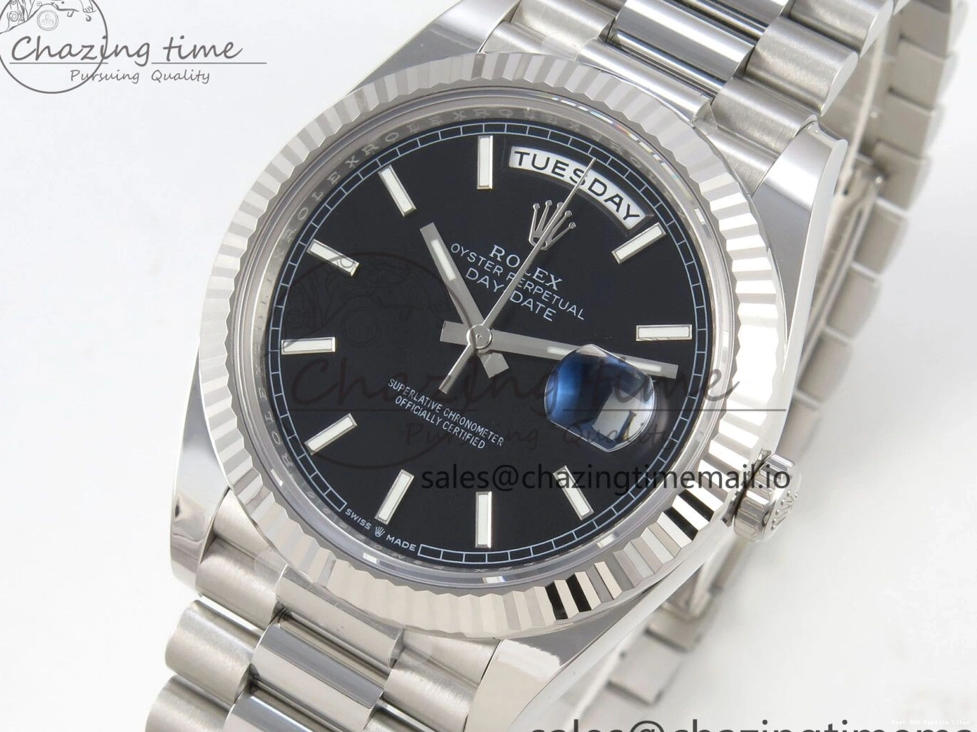 Good Copy Rolex Watches 1:1 (Gain Best Marker on Black Date Weight) Day SS V3 Bracelet Edition 40 228236 President VR3255 WellDesigned THBF Dial 268 0107